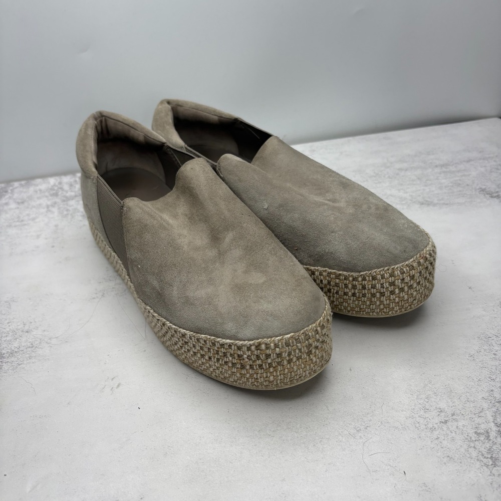 Vince Wilden Platform Espadrille Sneakers 7M Beige Suede Casual Minimalist